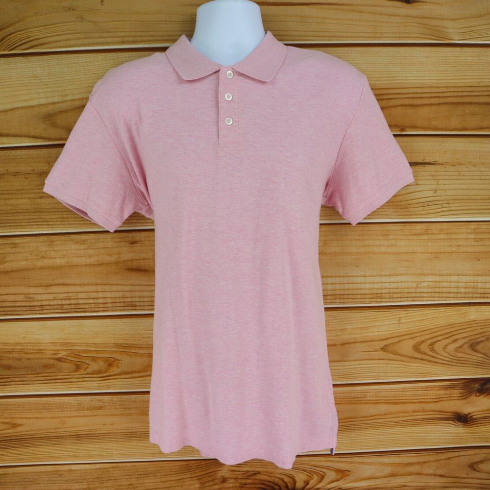 Falls Creek Polo Shirt Mens Sz L Light‎ Pink Heathered 100% Cotton Short Sleeves